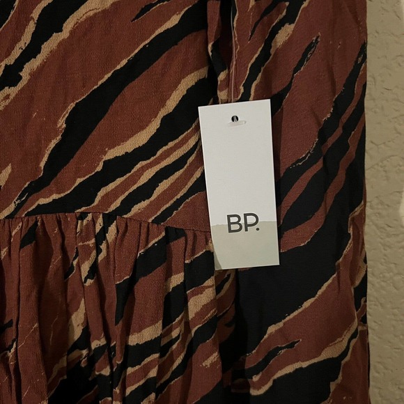 BP Nordstrom NWT Long Slv Fit Flare A Line Dress Brown Print Casual Sz 2XS XXS - Picture 4 of 6